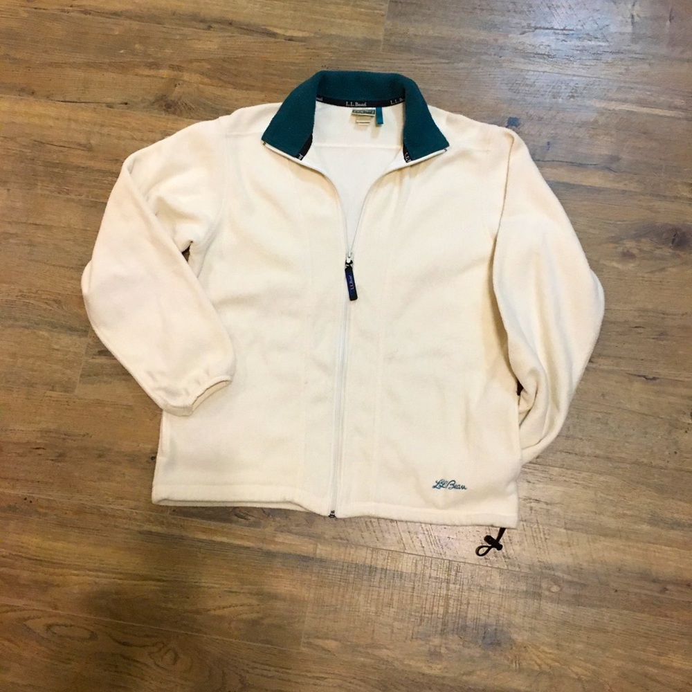 L.L. Bean women’s White Fleece Jacket Med